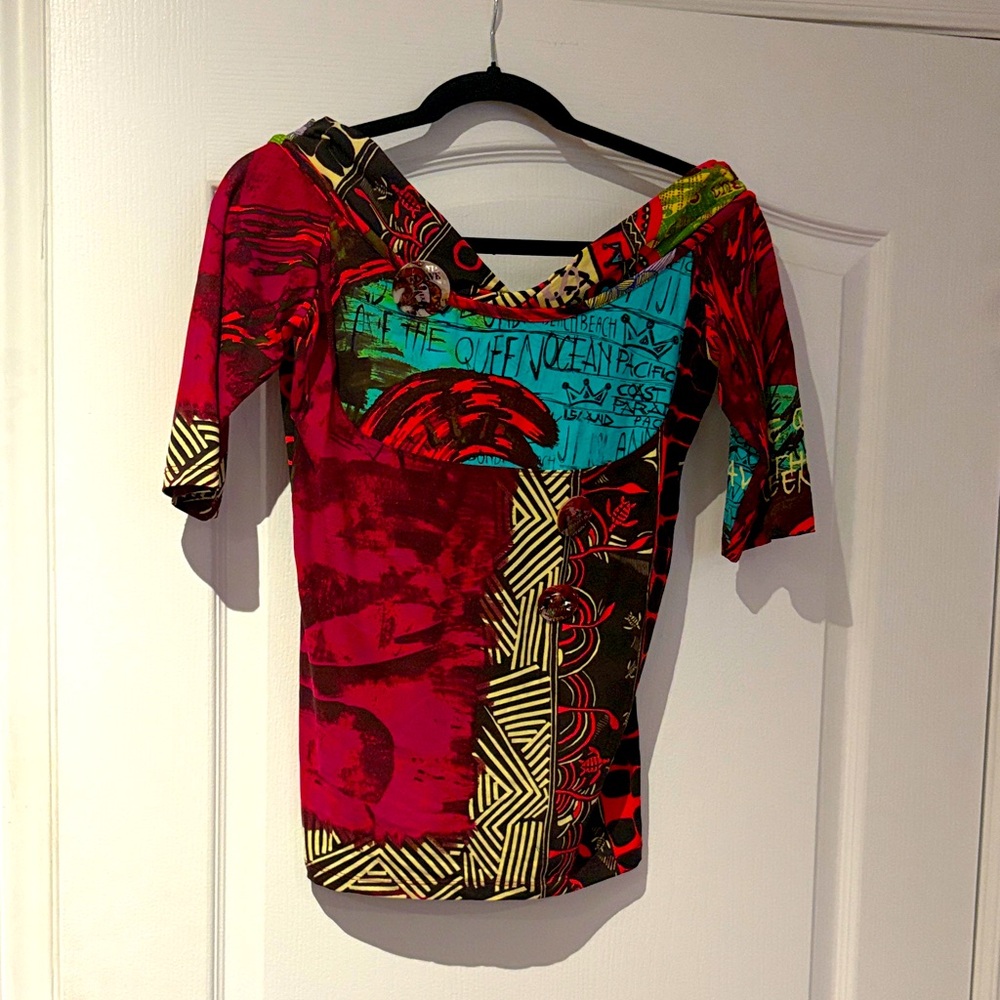 Save The Queen Red and Black Patterned Top